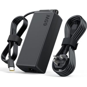 Lenovo 65W USB Type-C Laptop Charger – Fast Charging Type-C AC Adapter with Power Cable (Replacement)
